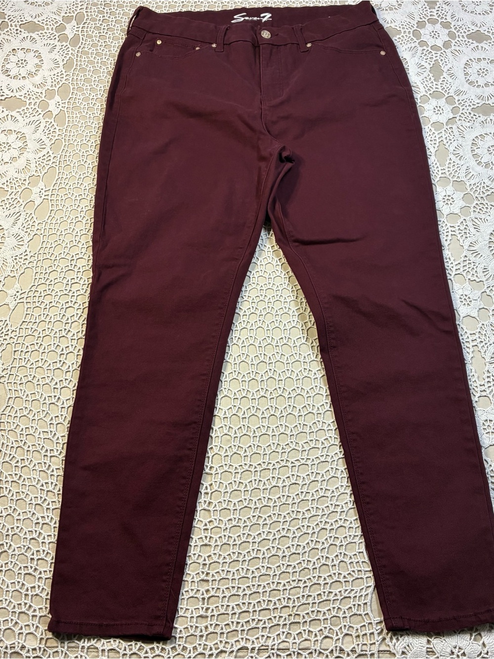 Seven7 Women’s Size 16 Skinny Jeans Maroon Stretch Slim Fit Denim Pants